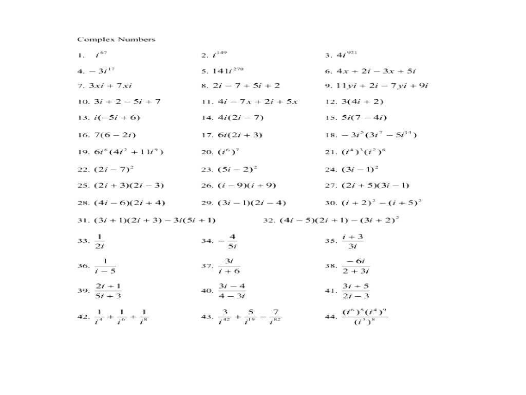 Algebra 2 Complex Numbers Worksheet Answers Along with Plex Number Worksheet 2 Worksheet