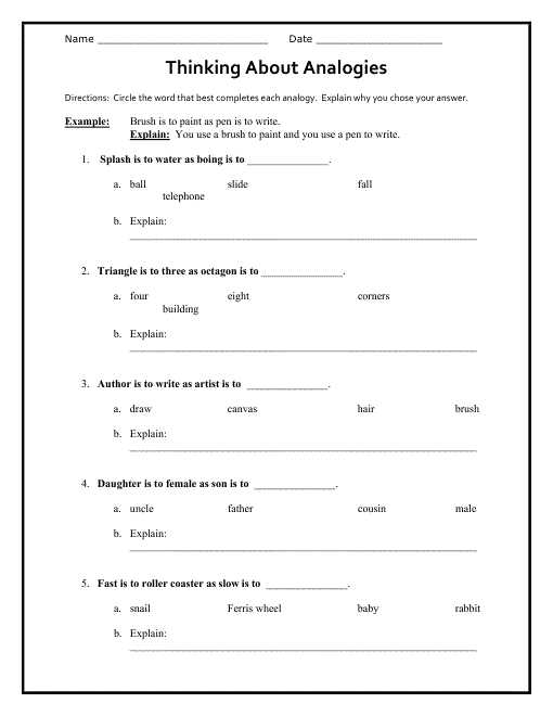 Analogy Worksheets for Middle School and Circle Worksheets for High School Image Collections Worksheet Math