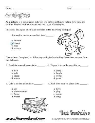 Analogy Worksheets for Middle School or 54 Best Language Arts Printables Images On Pinterest