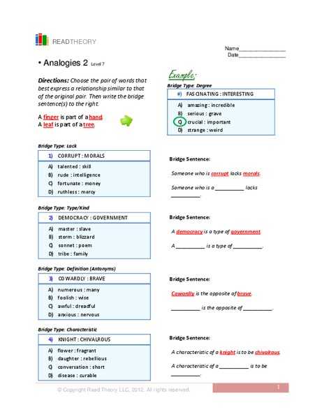 Analogy Worksheets for Middle School together with Number Names Worksheets Analogy Worksheets Free Printable