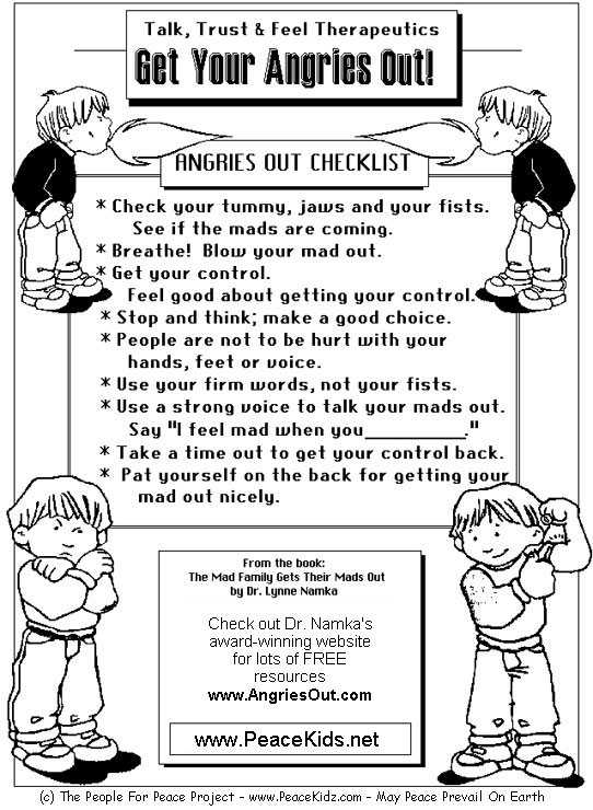 Anger Management Worksheets for Kids Pdf with Anger Management Coloring Pages