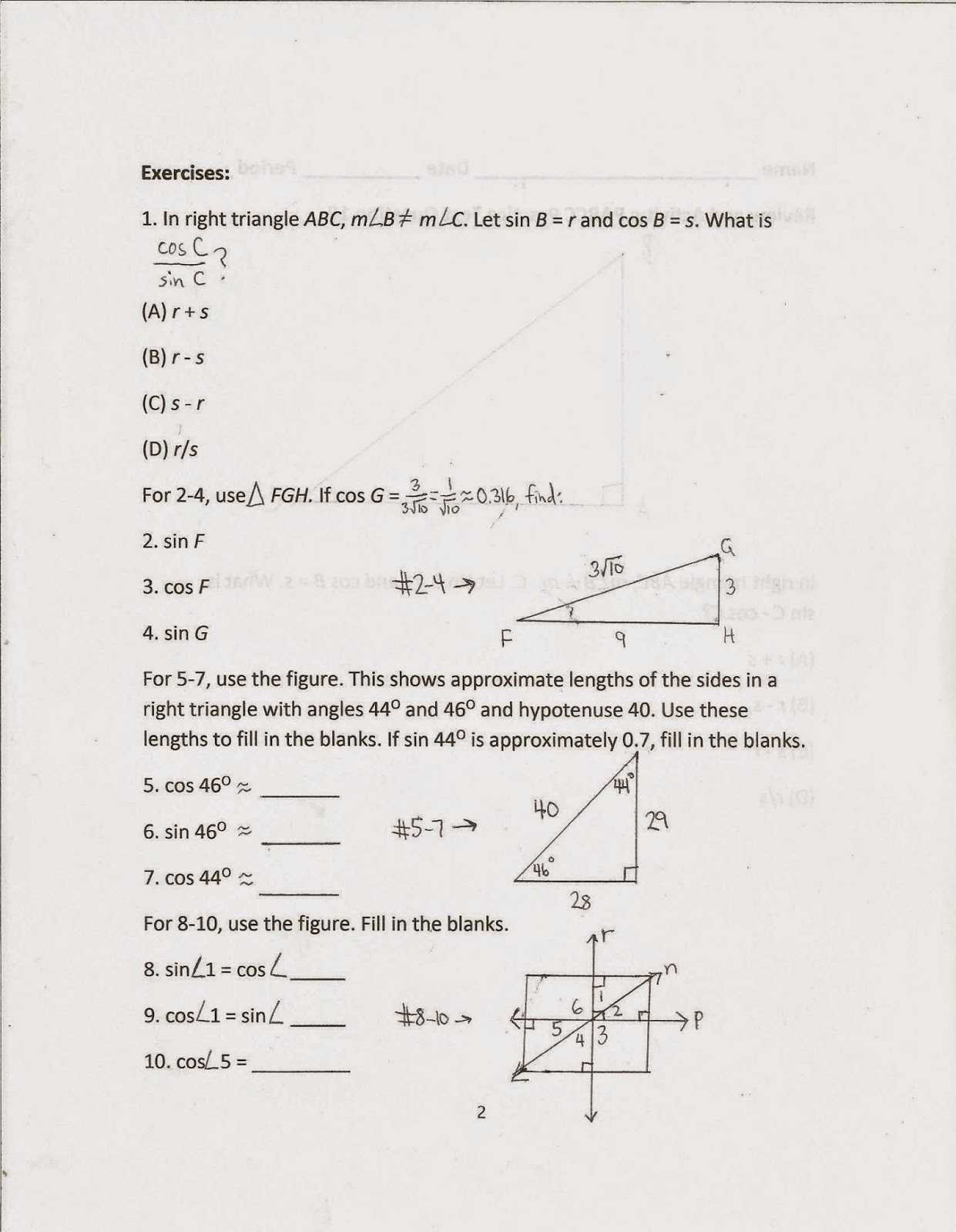 Angle Of Elevation and Depression Trig Worksheet or Geometry Mon Core Style April 2015
