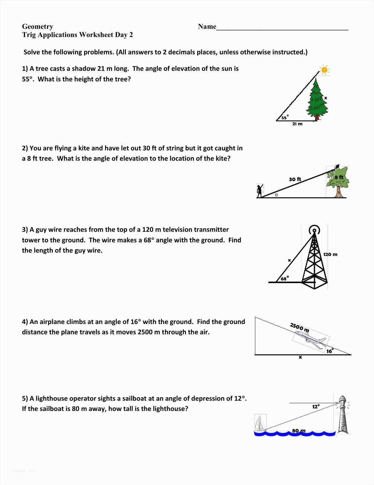 Angle Of Elevation and Depression Trig Worksheet together with Fresh Angle Elevation and Depression Trig Worksheet – Sabaax