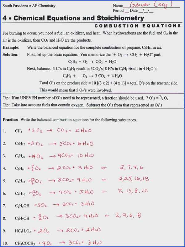 Balancing Chemical Equations Worksheet Answer Key 1 25 and Balancing Chemical Reactions Worksheet 1 Answers Image Collections