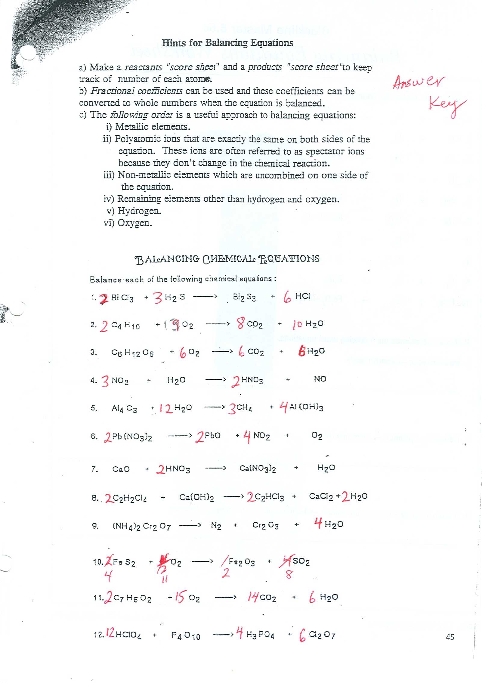 Balancing Equations Practice Worksheet Answer Key with Phet Balancing Chemical Equations Worksheet Image Collections