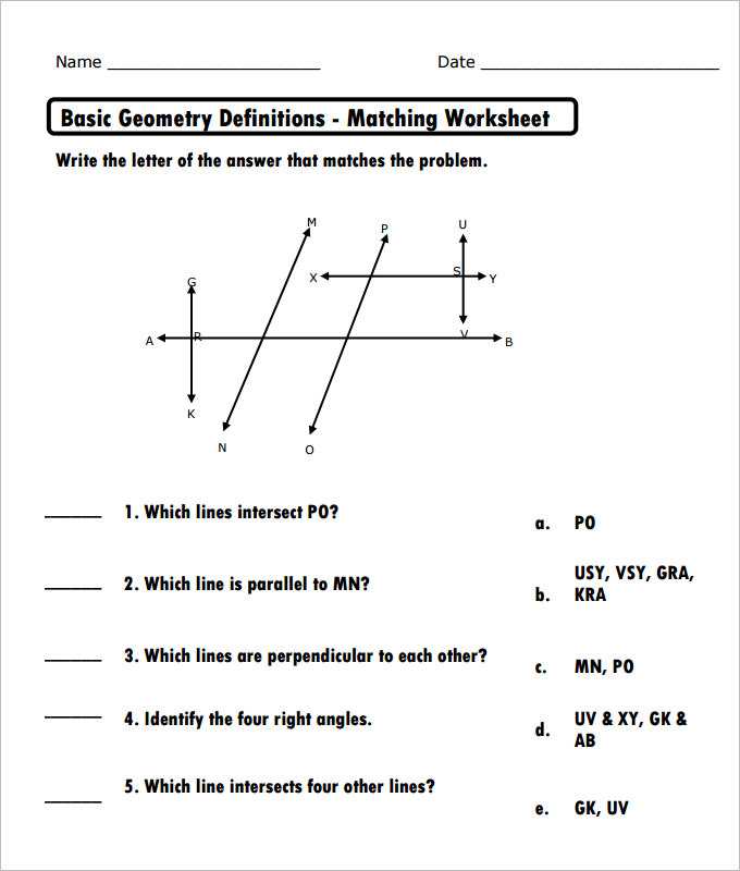 Basic Geometry Definitions Worksheet Answers Along with Geometry Math Worksheets for High School Awesome Worksheets High