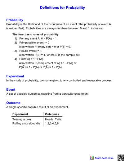 Basic Geometry Definitions Worksheet Answers as Well as Probability Worksheets with Answer Sheet I Teachersherpa