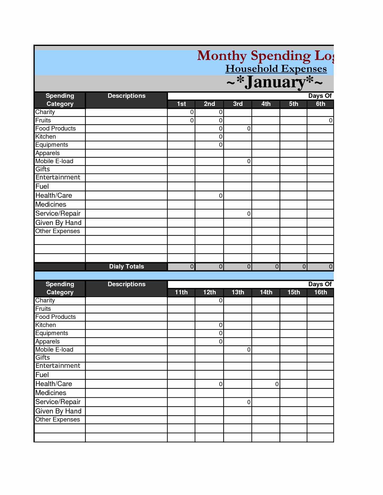 Best Budget Worksheet and Household Expenses Spreadsheet Examplesly New Best S Bills