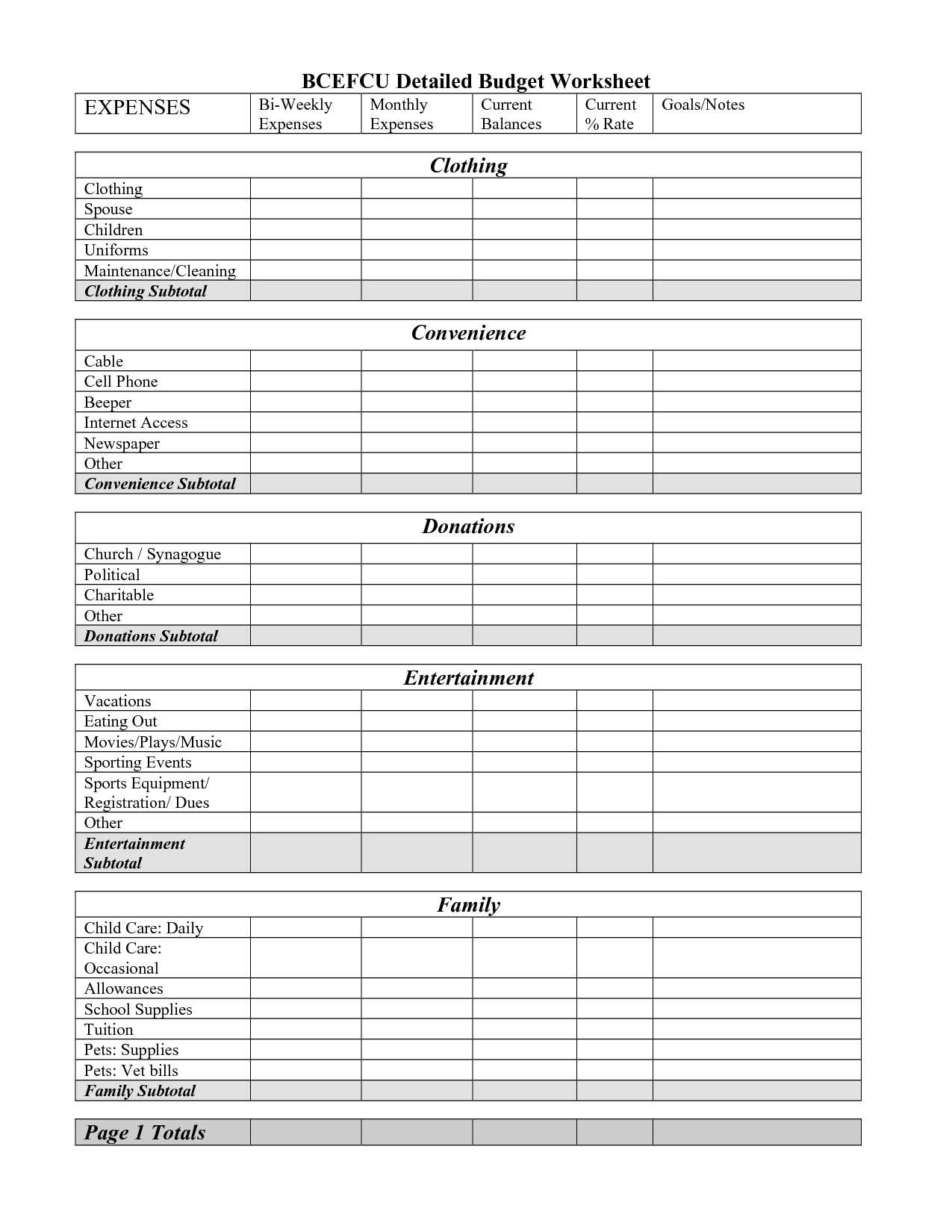 Blank Budget Worksheet Printable Also Free Printable Monthly Bud Worksheet