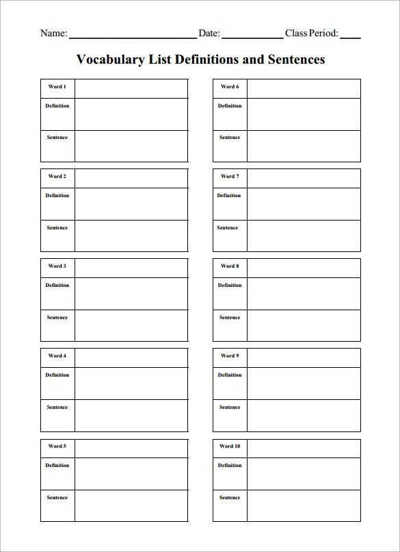 Blank Timeline Worksheet Pdf or 8 Blank Vocabulary Worksheet Templates – Free Word Pdf Documents