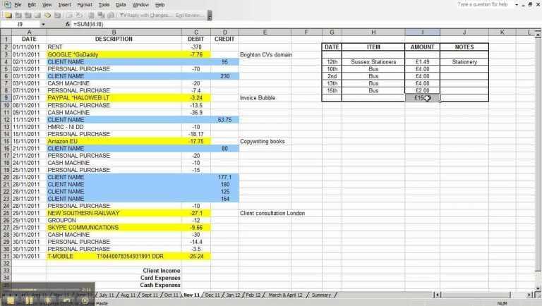 Business Income and Extra Expense Worksheet as Well as Free Excel Spreadsheet for Small Business In E and Expenses and