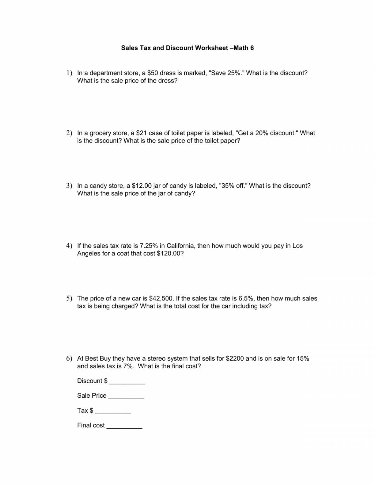 Calculating Sales Tax Worksheet together with Sales Tax Worksheets 7th Grade the Best Worksheets Image Collection