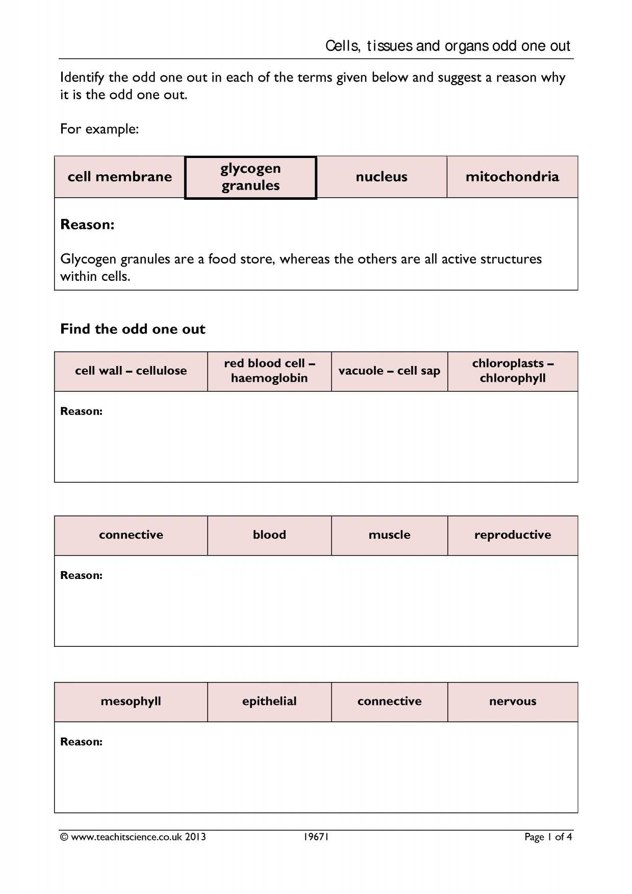 Cell Structure and Function Worksheet and Ks4 Cells organs and Systems Ks4