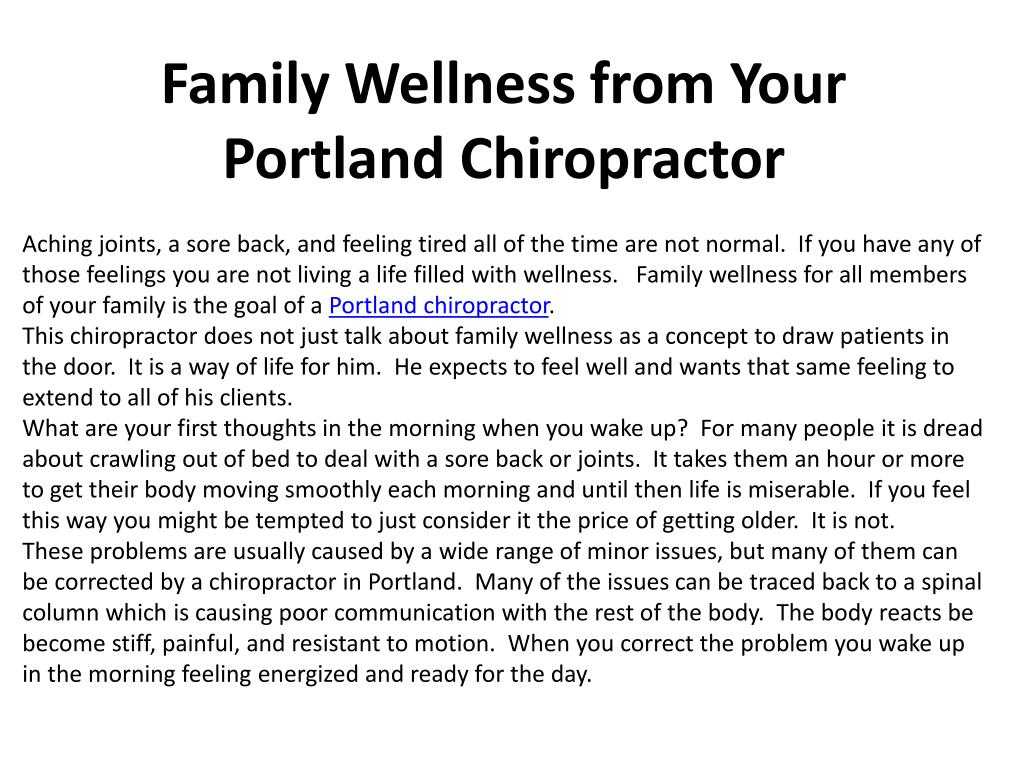 Chapter 1 Understanding Health and Wellness Worksheet Answers or Ppt Family Wellness From Your Portland Chiropractor Powerp