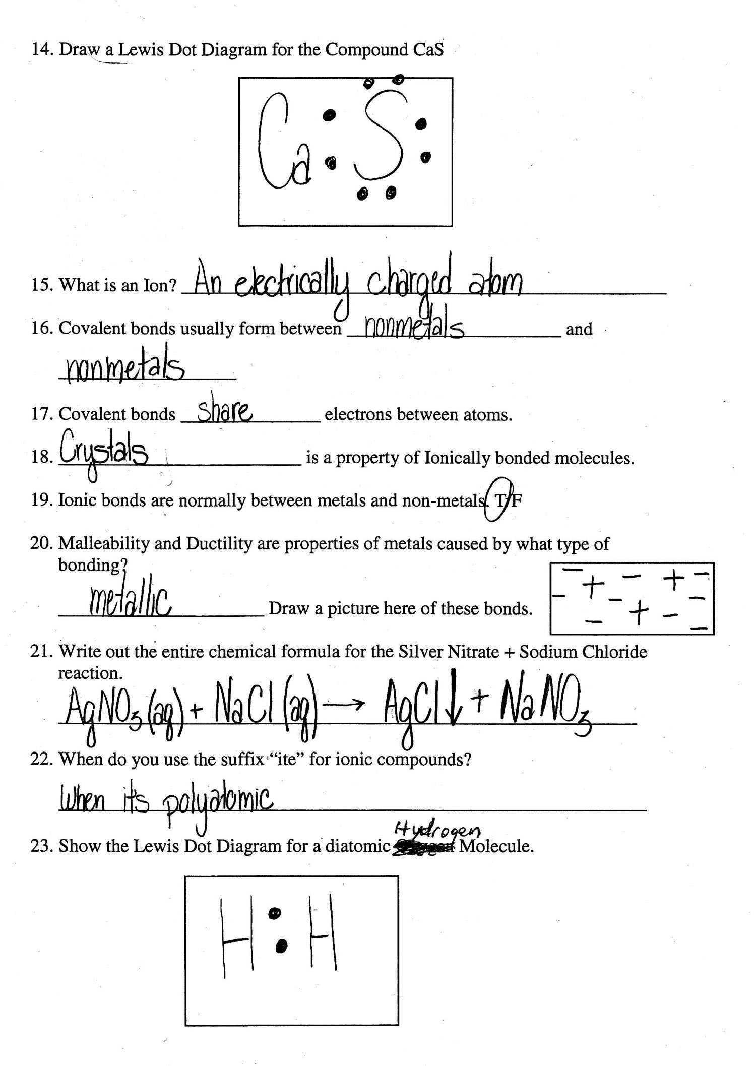 Chemical Bonds Ionic Bonds Worksheet with Vocabulary