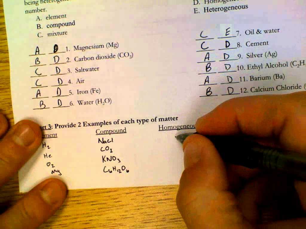 Classifying Matter Worksheet Answers Also Chemistry 1 Worksheet Classification Matter and Changes A
