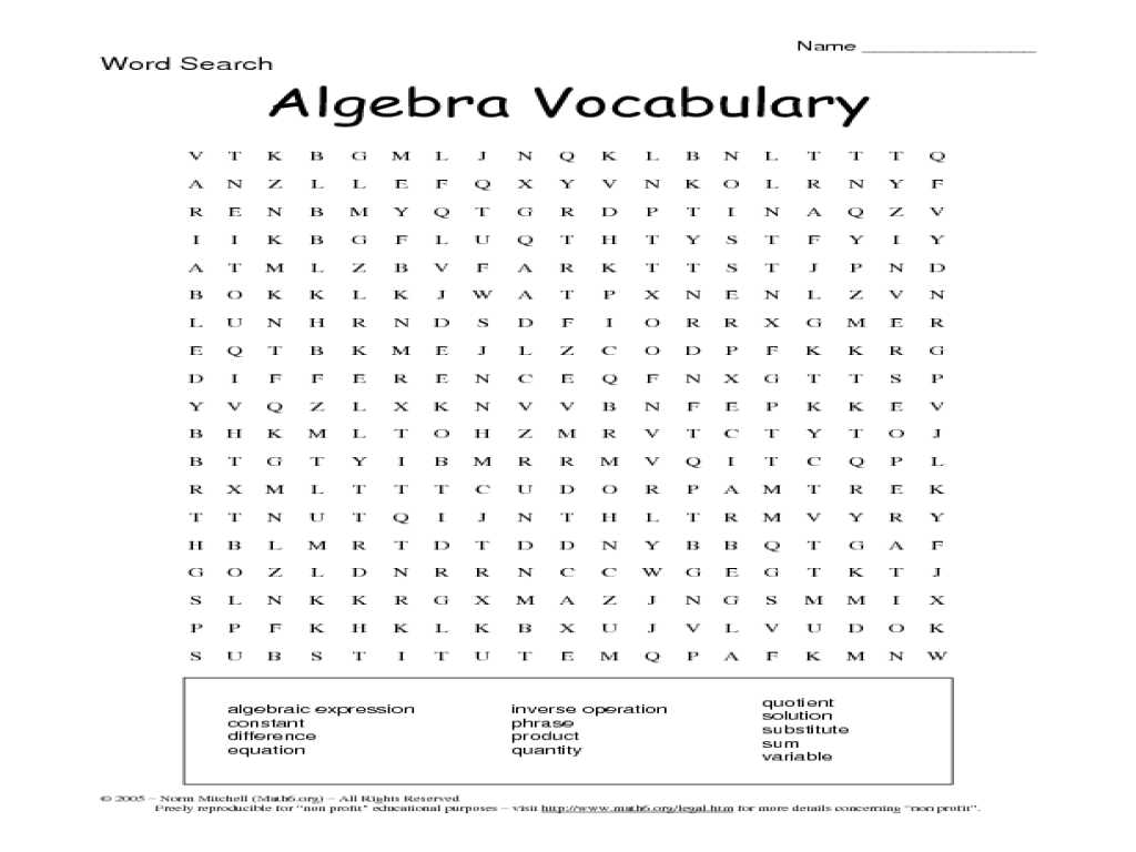 Common Core Vocabulary Worksheets and Algebra Vocabulary Worksheet Algebra Stevessundrybooksmags