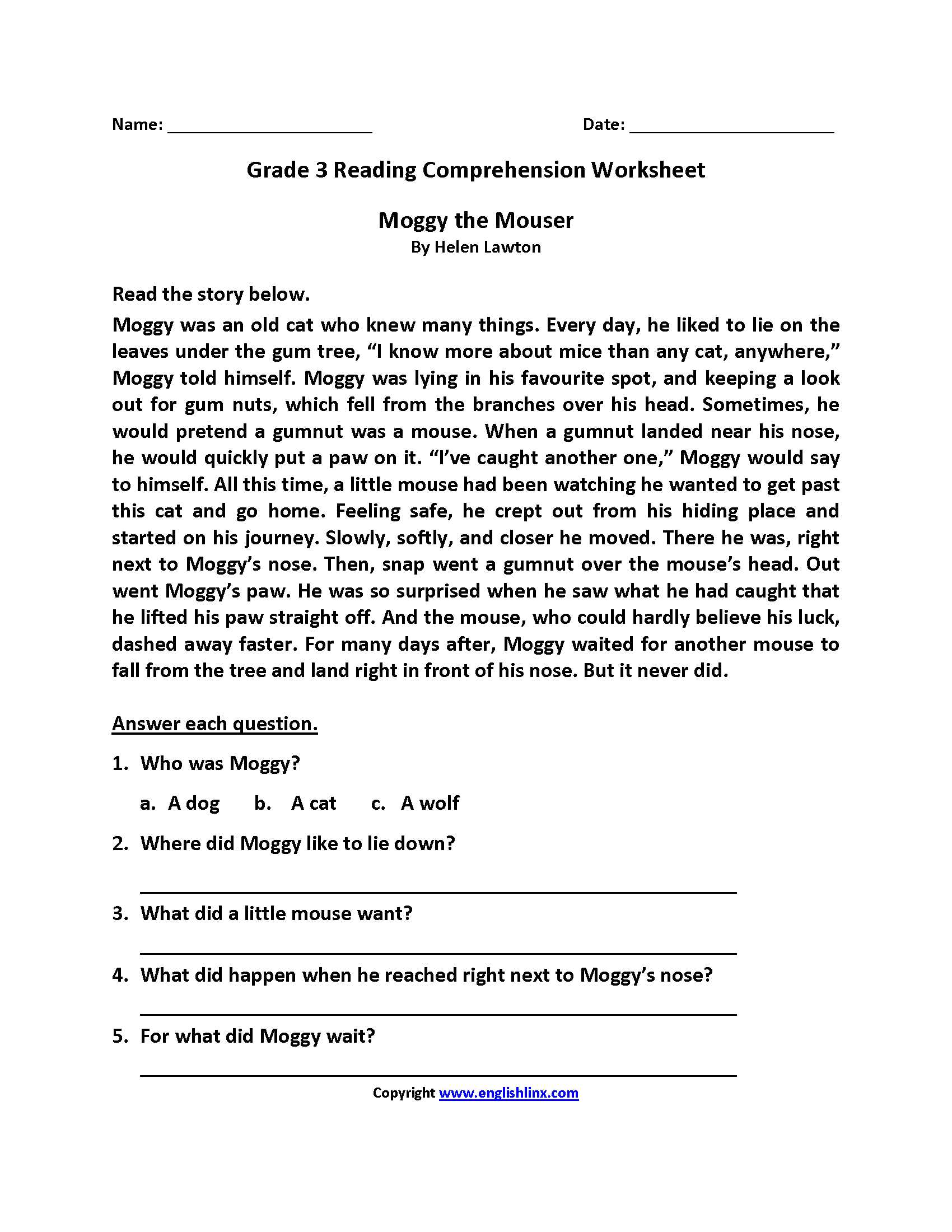 Comprehension Worksheets for Grade 2 as Well as Third Grade Reading Worksheets the Best Worksheets Image Collection
