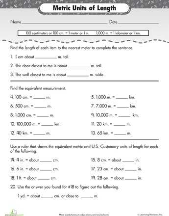 Converting Units Of Measurement Worksheets or Unit Conversions Worksheet Metric Conversion Table Google Search