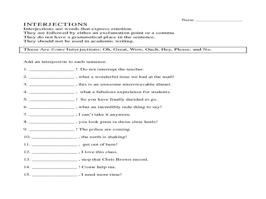 Cooking Terms Worksheet as Well as Worksheet Interjections Worksheet Worksheet Study Site Prep