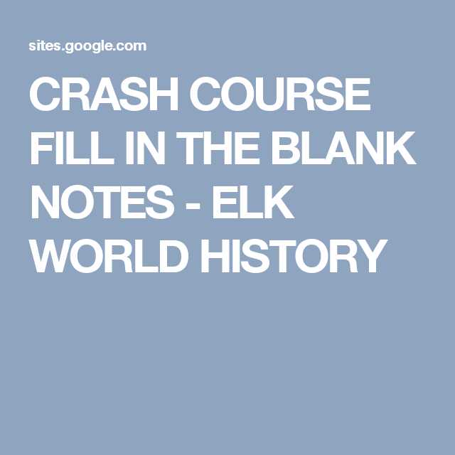Crash Course World History Worksheets together with Crash Course Fill In the Blank Notes Elk World History