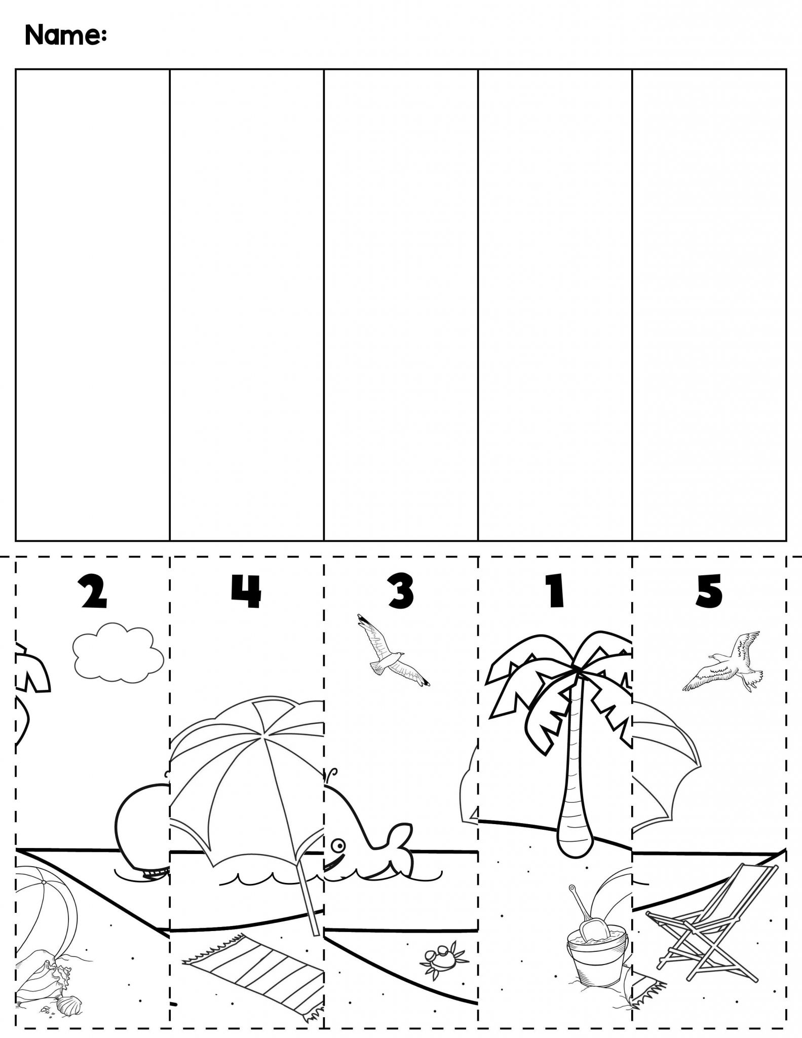 Cut and Paste Worksheets for Kindergarten Also Summer Beach Number order Cut & Paste Scene