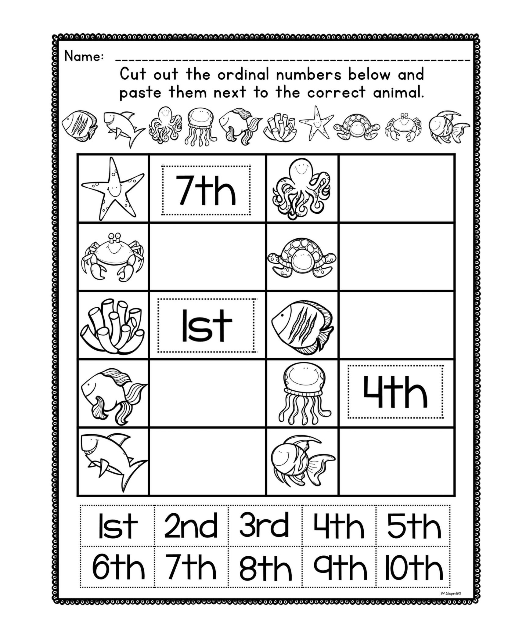 Cut and Paste Worksheets for Kindergarten and Free Kindergarten Math Worksheets Inspirational ordinal Number
