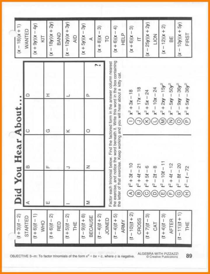 Daffynition Decoder Worksheet Answers and Algebra with Pizzazz Moving Words Page Answers Answer Key Math