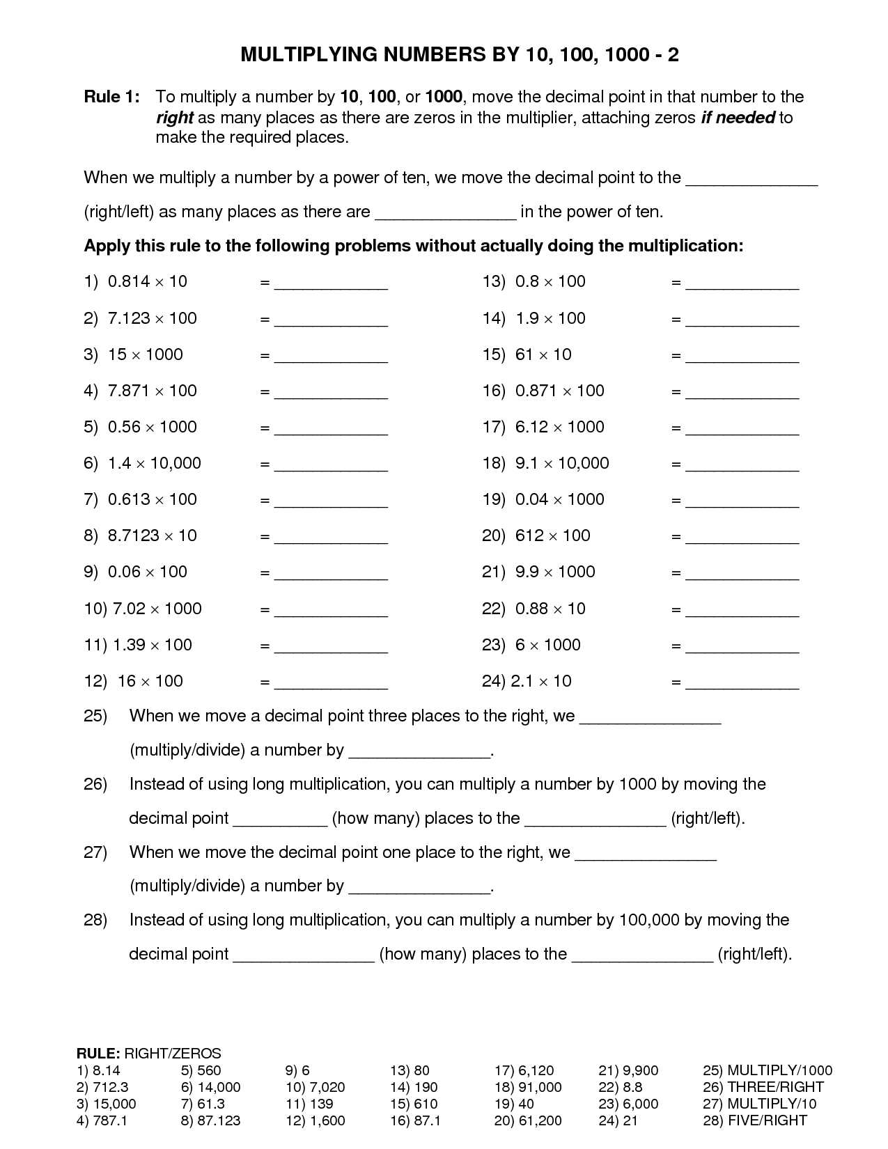Decimal Multiplication and Division Worksheet with Decimal Word Problemsrade Worksheets Division Fifth 5th Mon Core
