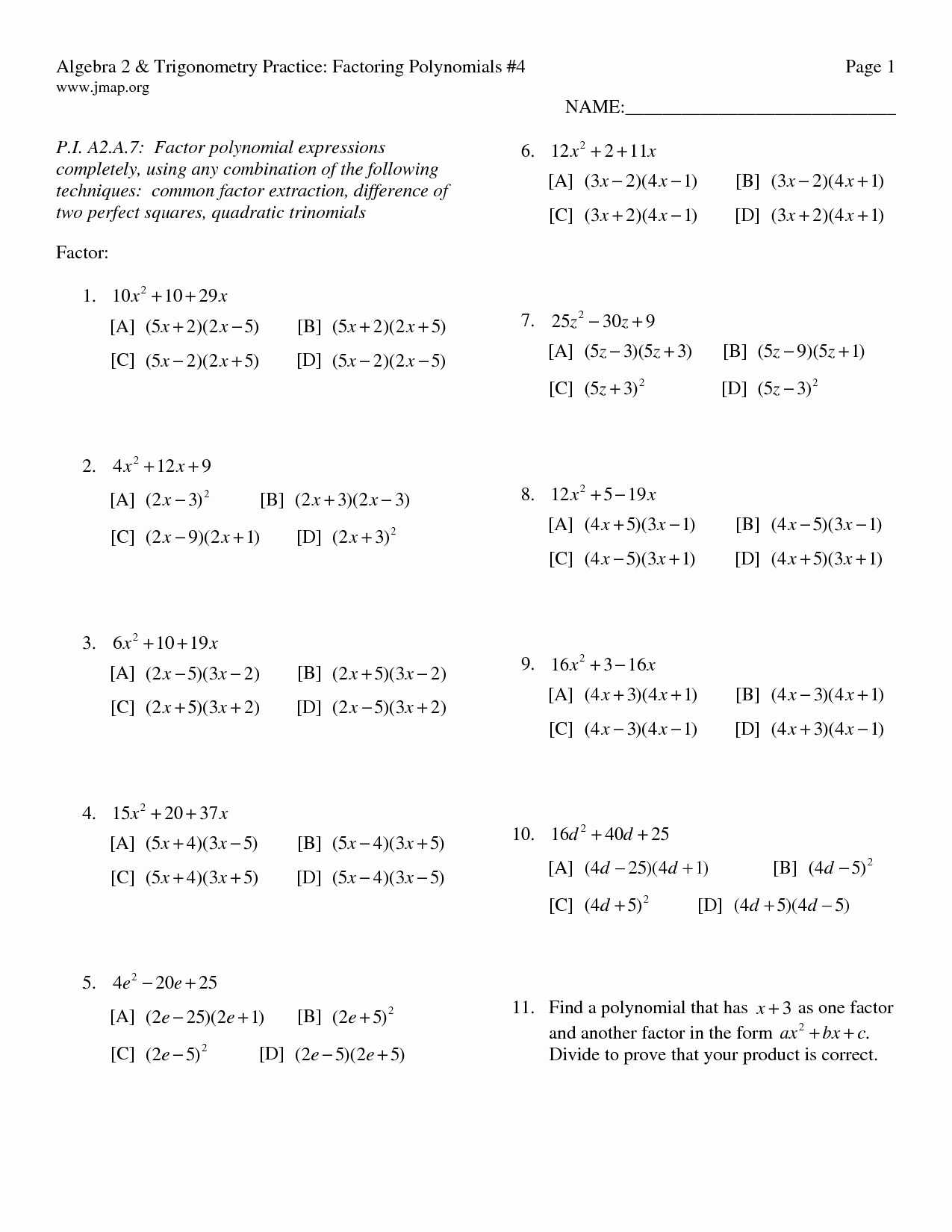 Dividing Polynomials Worksheet Also Worksheet 4