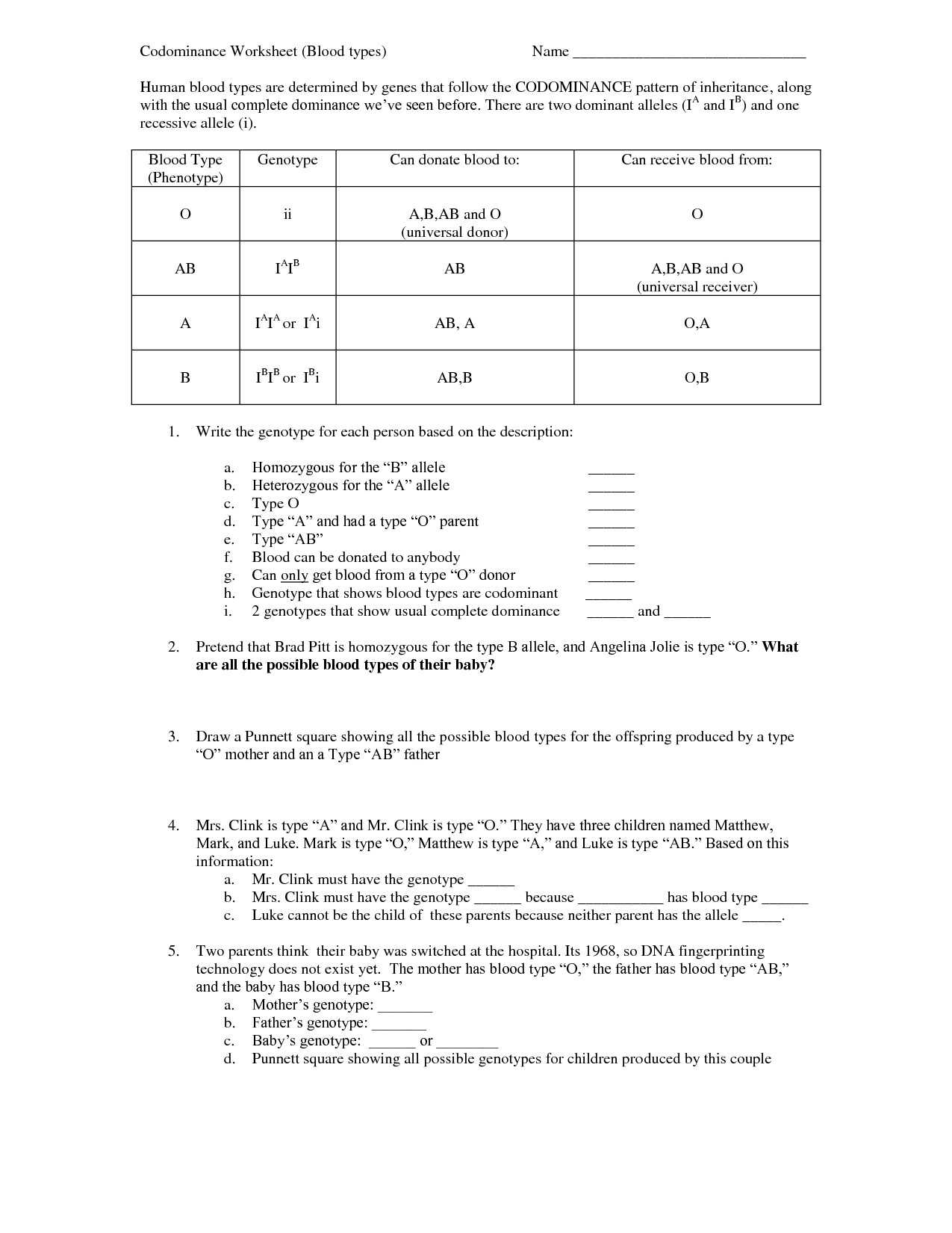 Dna Fingerprinting Worksheet Answer Key Along with Blood Type Paternity Worksheet Worksheet for Kids In English