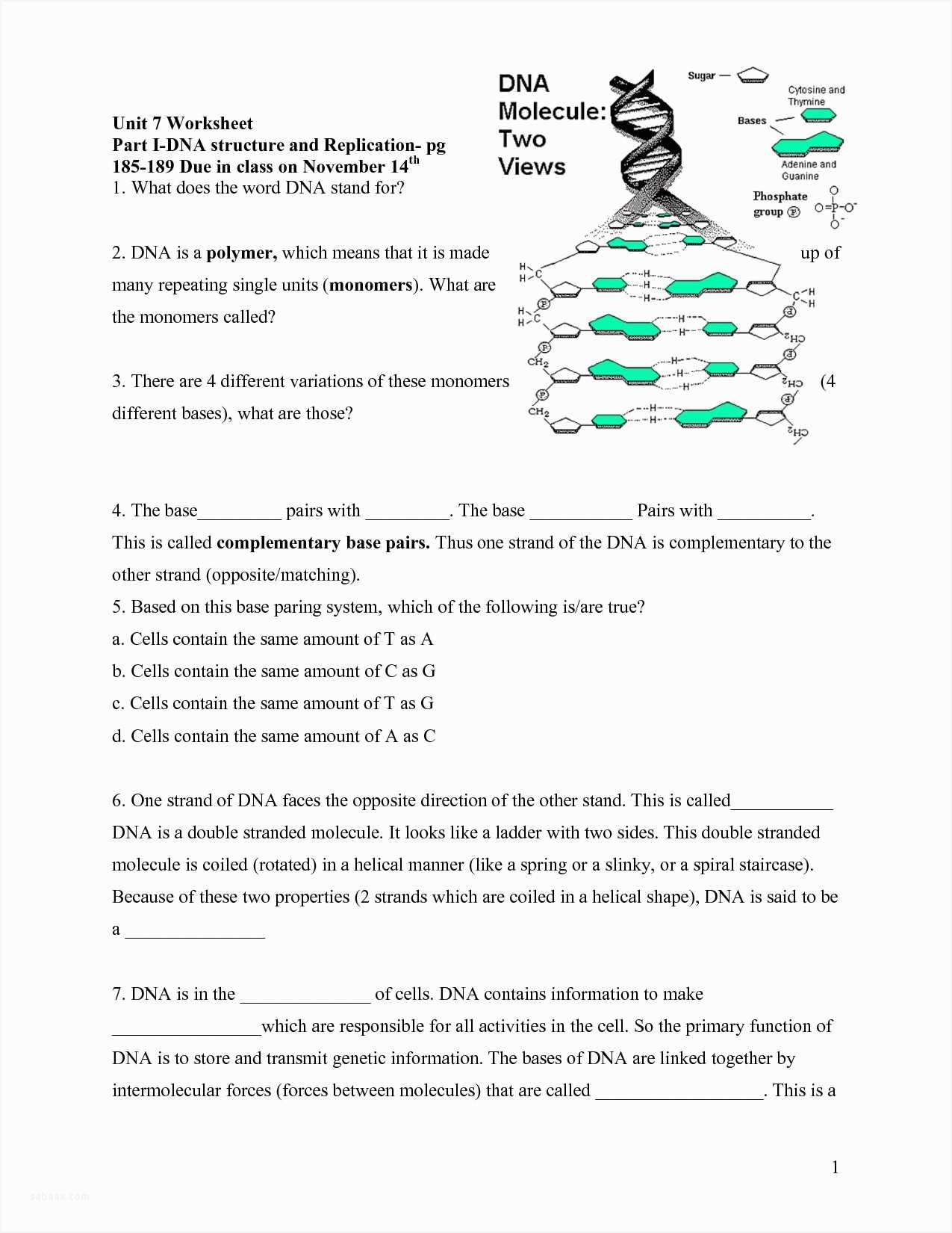 Dna Reading Comprehension Worksheet together with Dna Matching Worksheet Breadandhearth