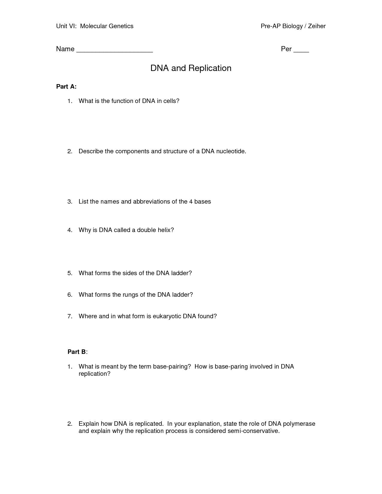 Dna Review Worksheet with Dna Worksheets Google Search Fitc Pinterest