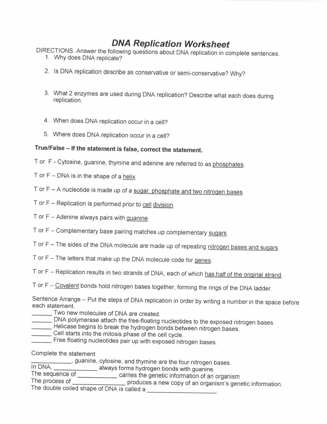 Dna Structure and Replication Worksheet Answer Key and Worksheet Dna the Double Helix Coloring Worksheet Answers Hate