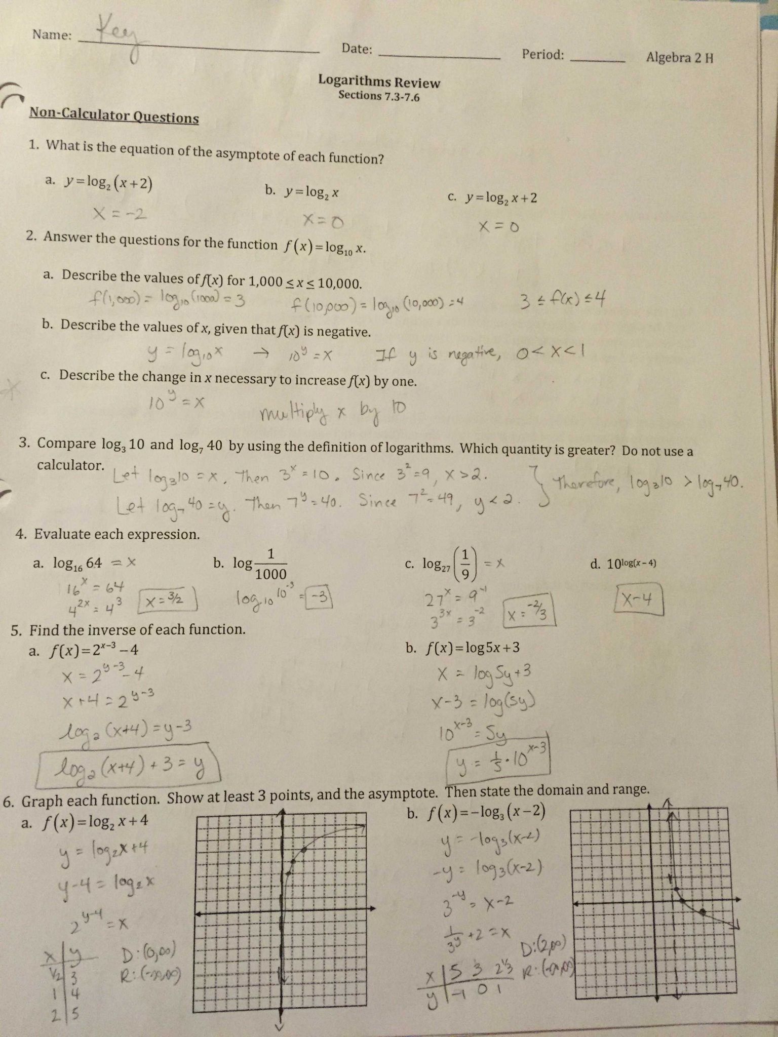 Domain and Range Worksheet 2 Answer Key and Algebra 2 Chapter 5 Quadratic Equations and Functions Answers