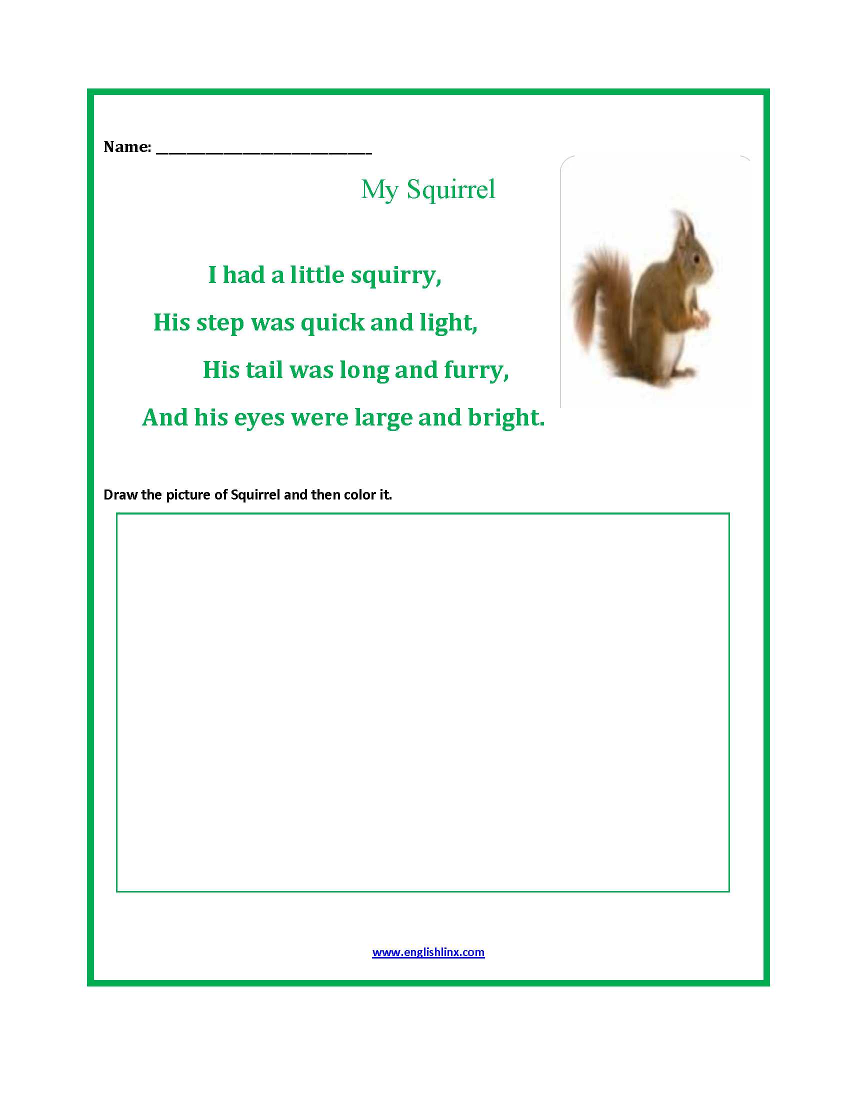 Emotional Regulation Worksheets or My Squirrel Poetry Worksheets Poetry Unit Pinterest