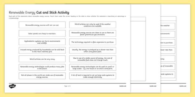 Energy Review Worksheet Along with Advantages and Disadvantages Of Renewable Energy Cut and Stick