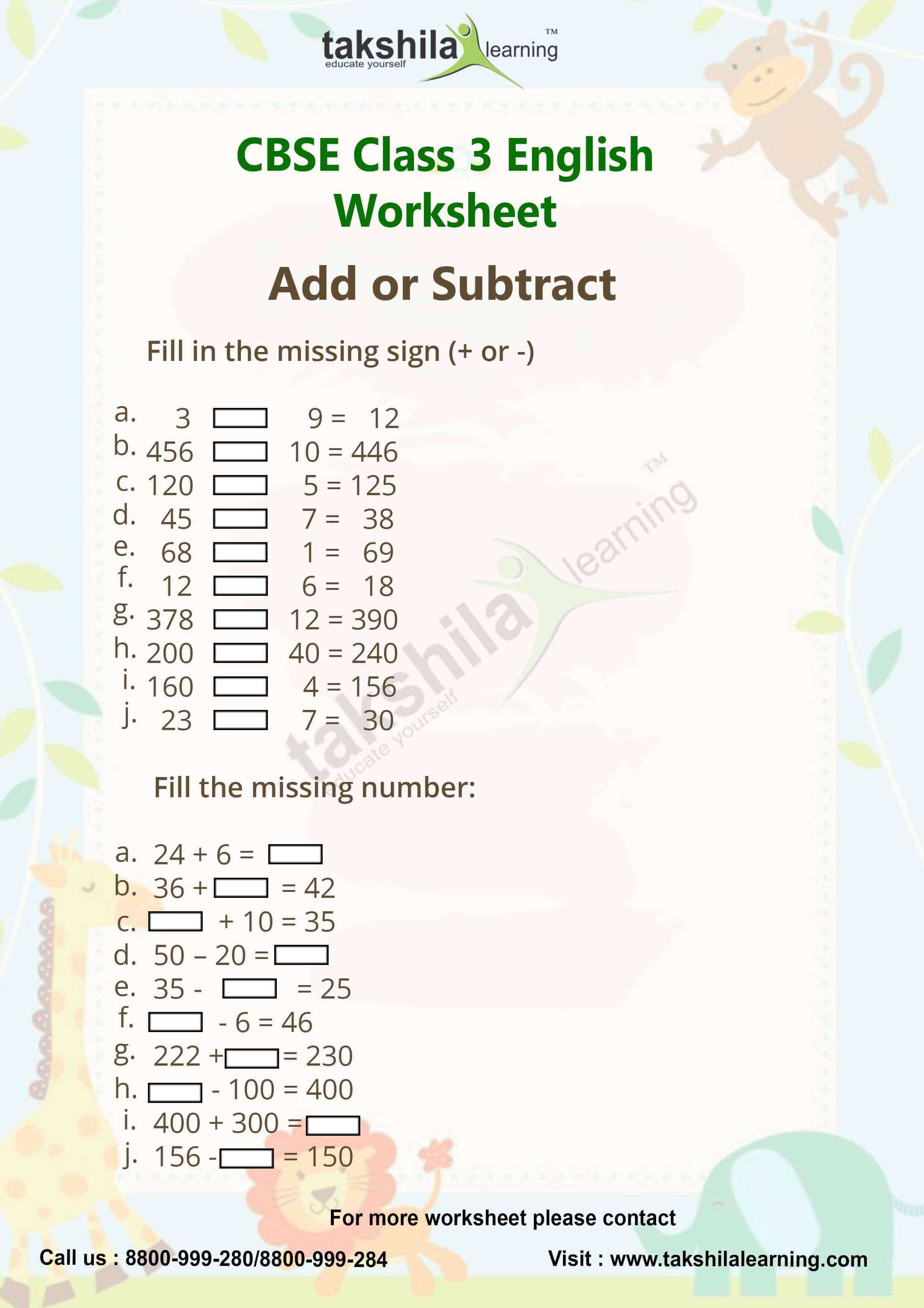 English Worksheets for Grade 1 Along with Kindergarten Add Subtract Class 3 Maths and Practice Worksheet