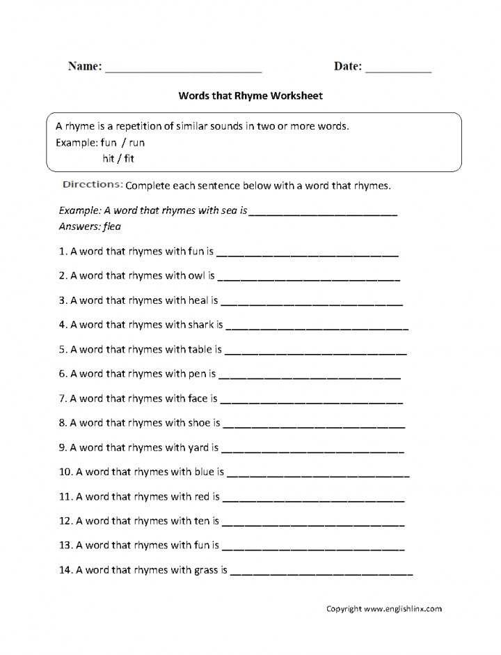 Factoring Fun Worksheet or First Grade Rhyming Words Kidz Activities