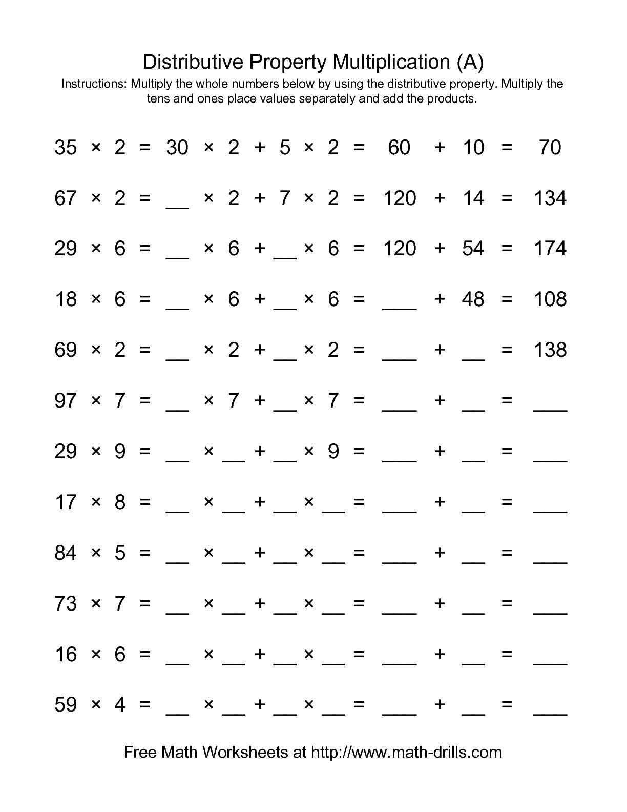 Factoring Using the Distributive Property Worksheet Answers and Multiplications Distributive Property Worksheet Inspirational