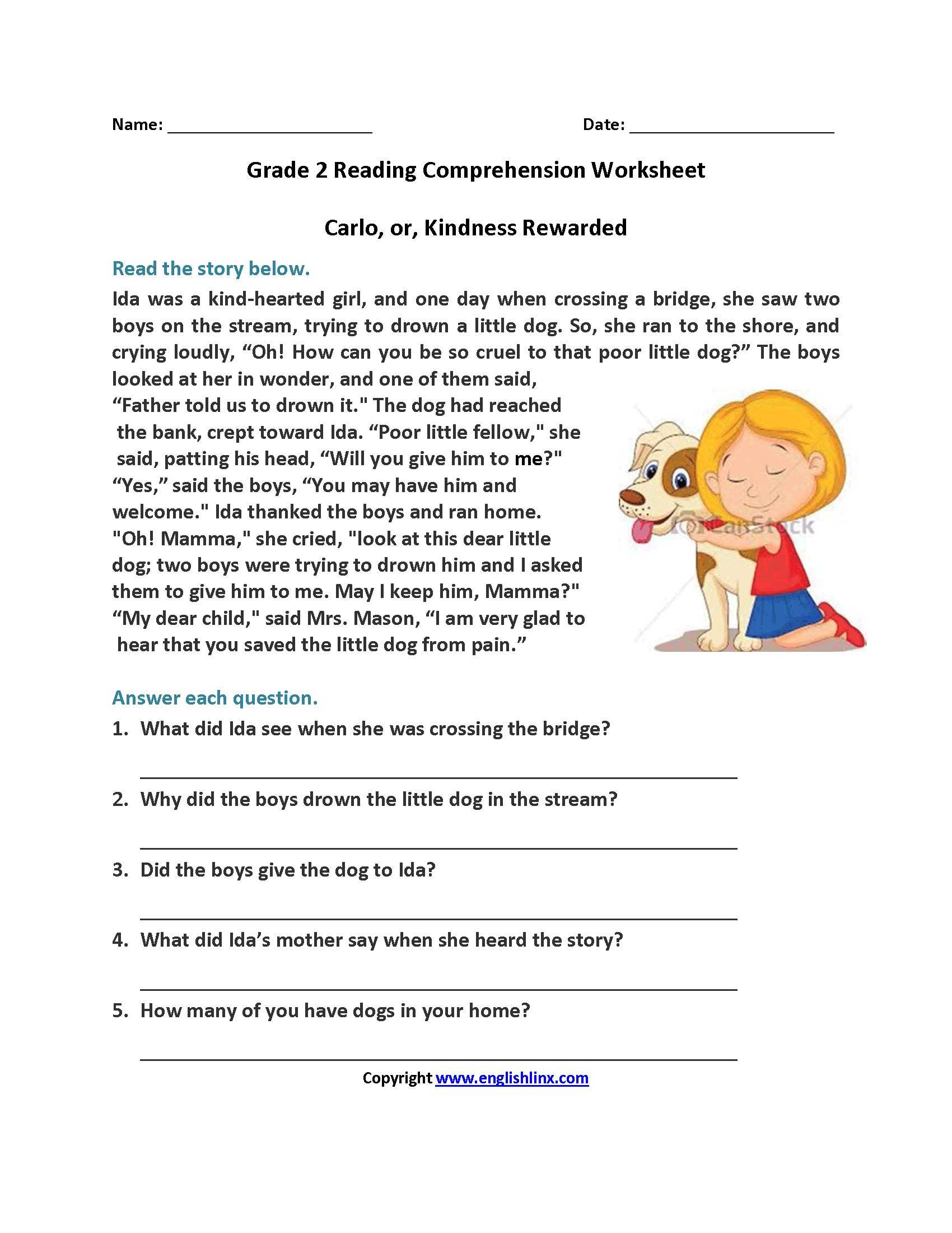 Fairy Tale Worksheets with Kindness Worksheet First Grade Save Reading Prehension Worksheets