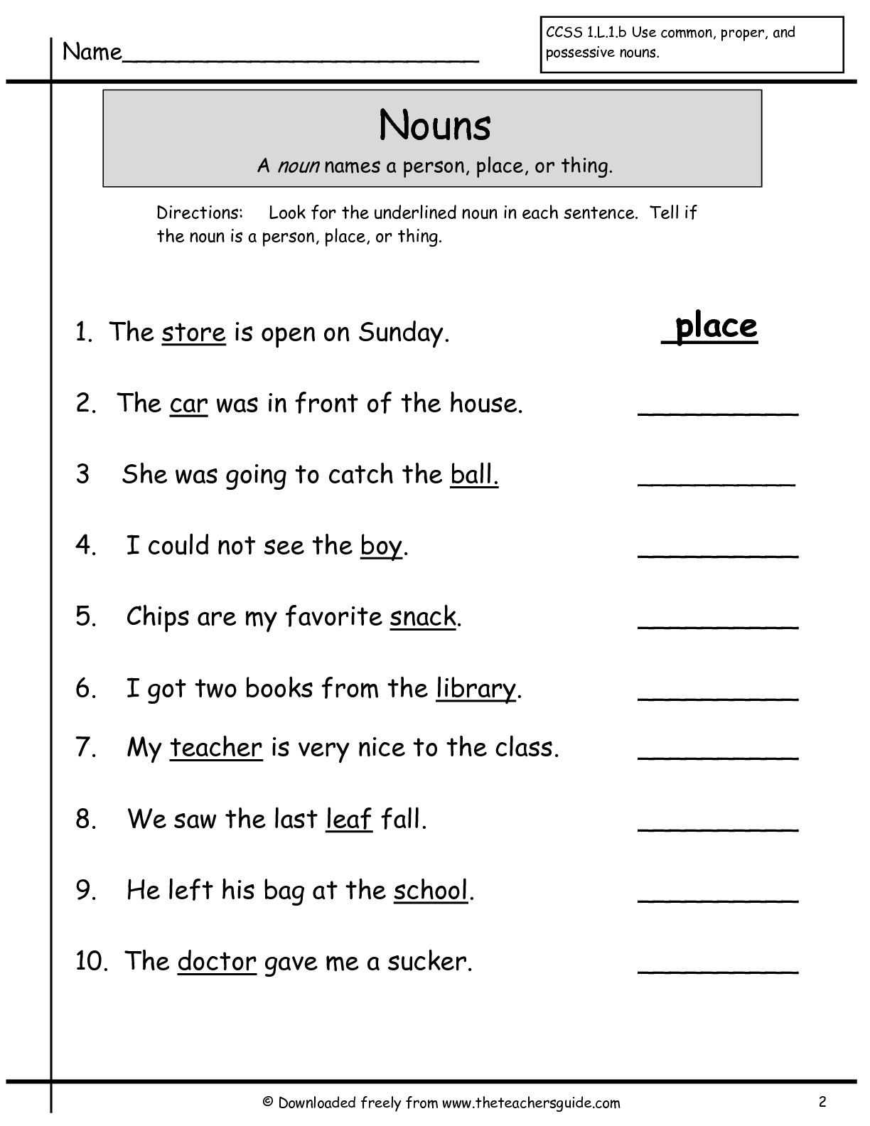 First Grade Esl Worksheets together with Nouns Grade 1 Worksheets Google Search Kelina