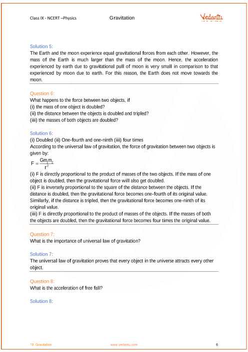 Force Practice Problems Worksheet Answers Also Ncert solutions for Class 9 Science Chapter 10 Gravitation