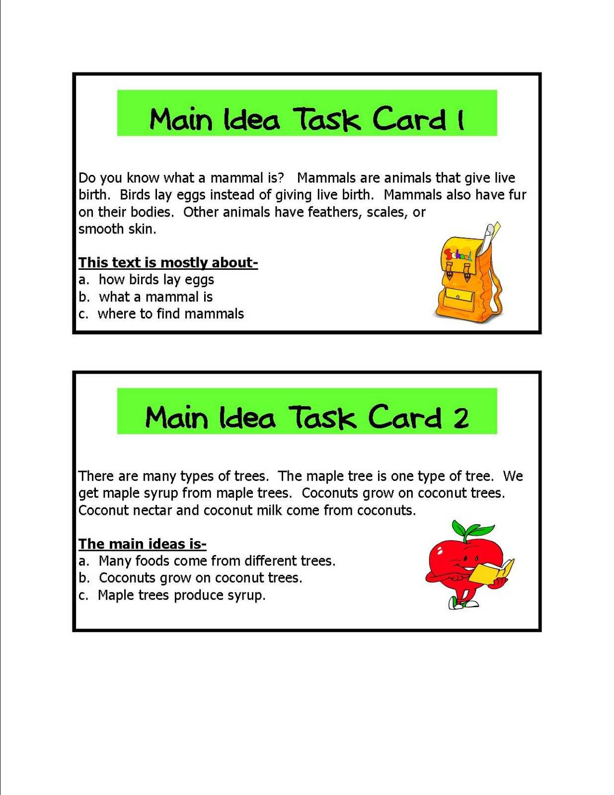 Free 1st Grade Comprehension Worksheets or Free Worksheets for 3rd Grade Main Idea
