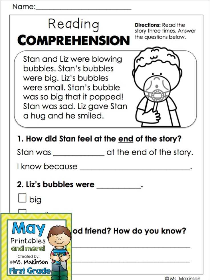 Free First Grade Reading Worksheets with Reading Prehension Stories 1st Grade Kidz Activities