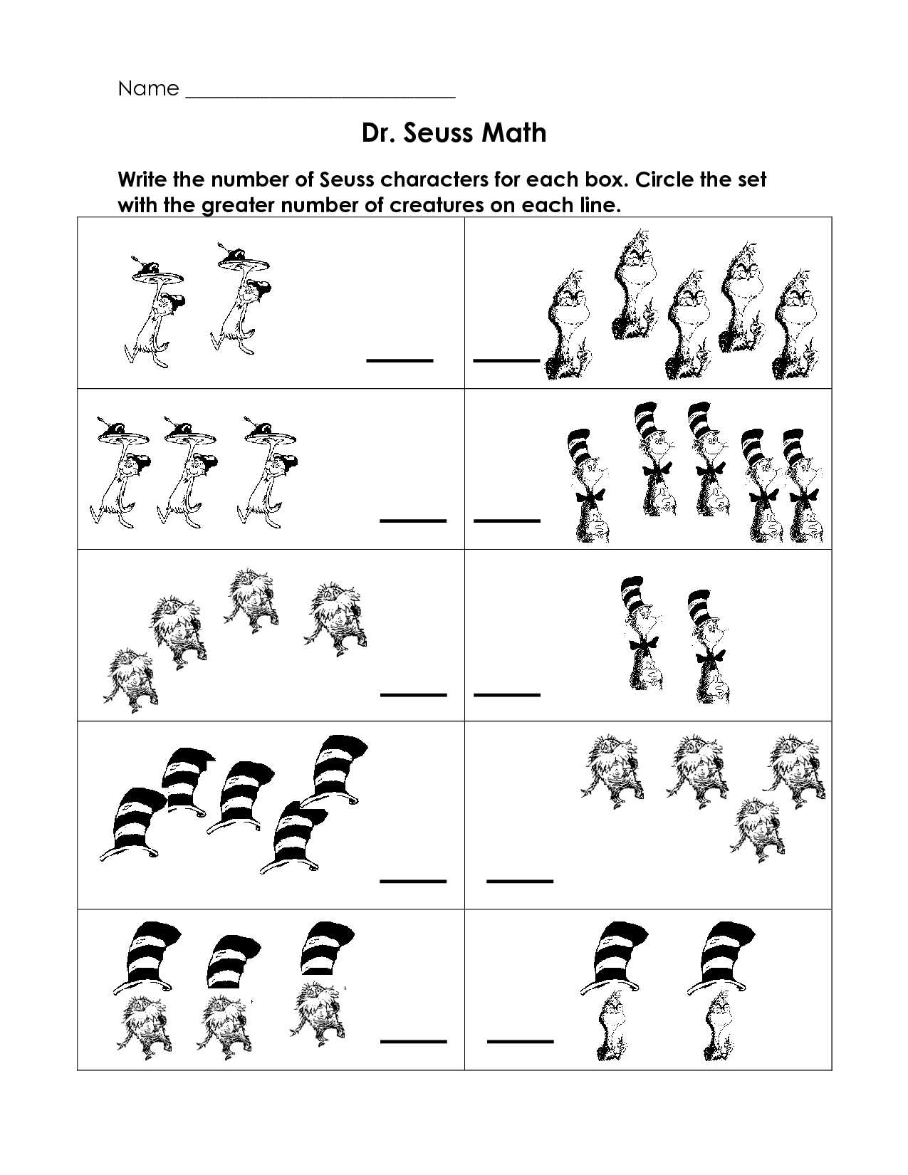 Free Printable 7th Grade Math Worksheets or Free Dr Seuss Printables for Kindergarten Kidz Activities