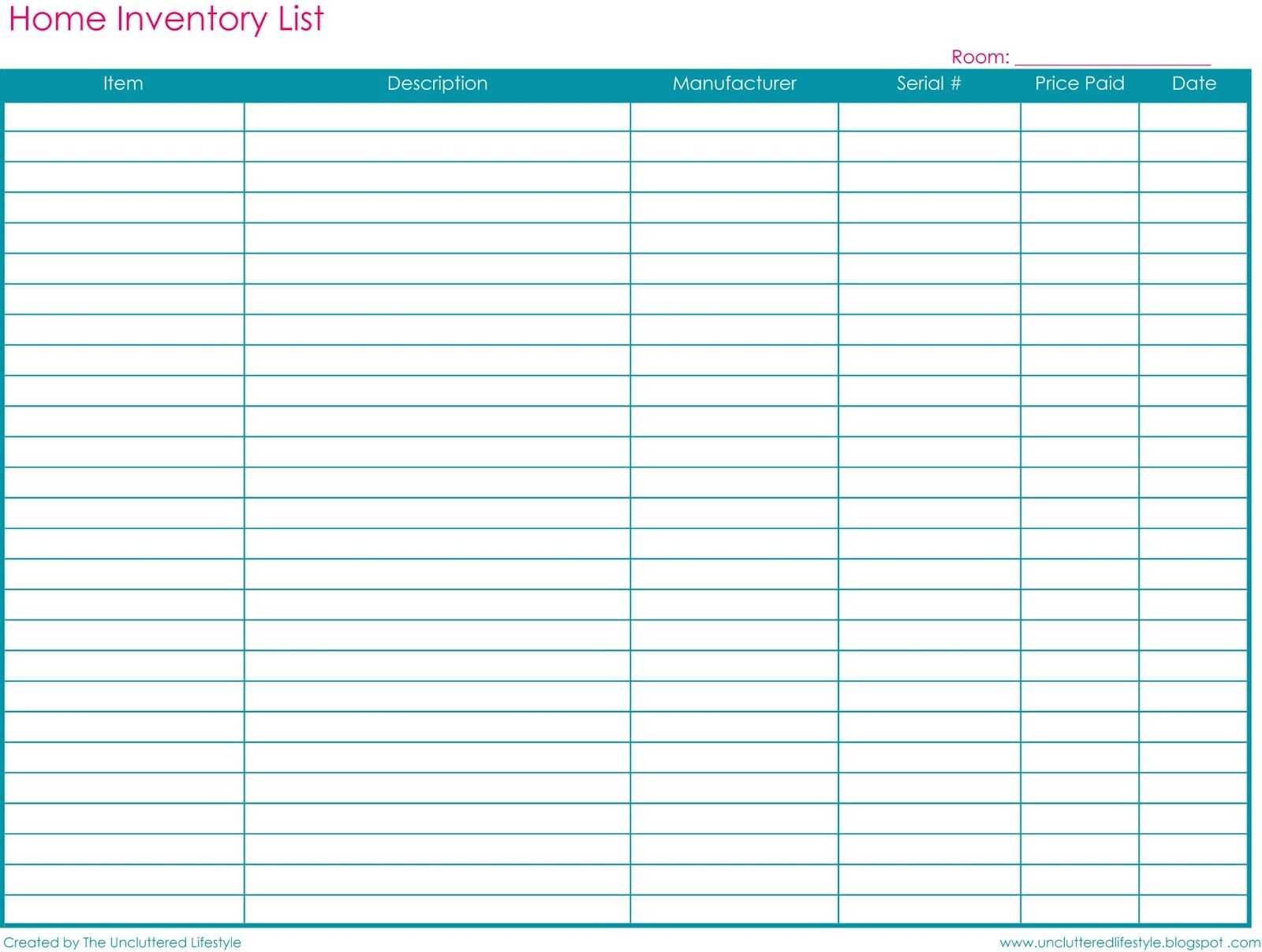 Free Printable Budget Binder Worksheets or Inventory Sheet