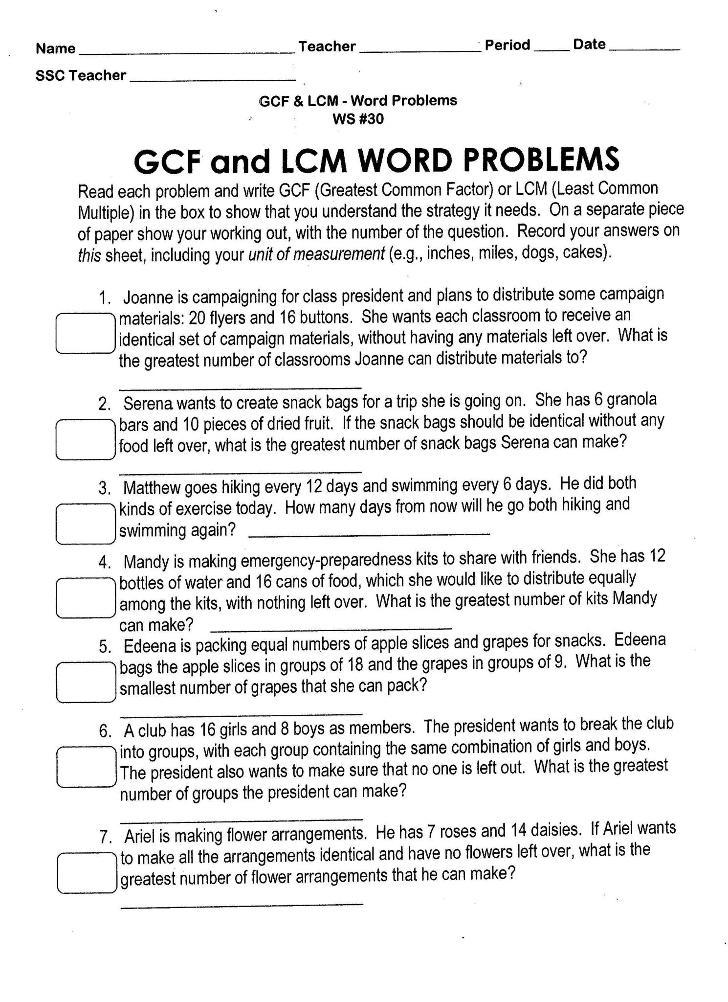 Gcf Lcm Worksheet and Kindergarten Englishlinxm Idioms Worksheets Leastmmon Multiple