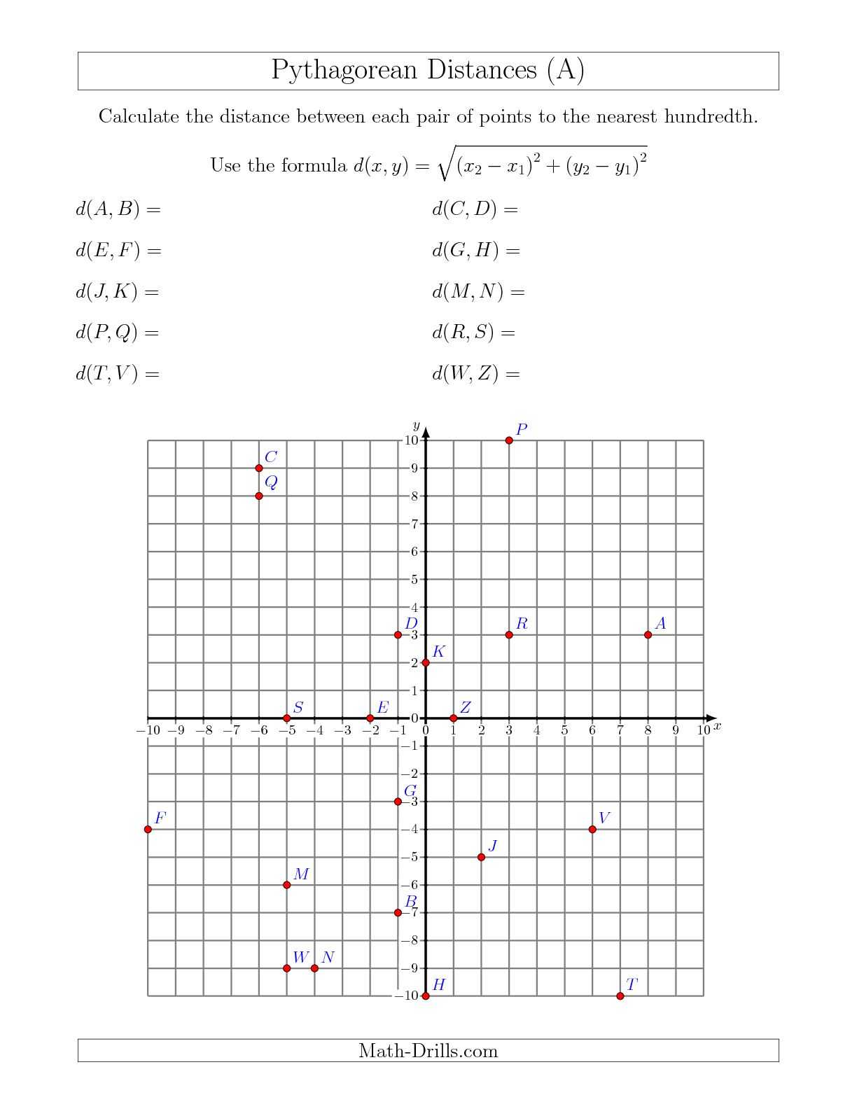 Geometry Distance and Midpoint Worksheet Answers Also the Distance formula Worksheet Gallery Worksheet for Kids In English