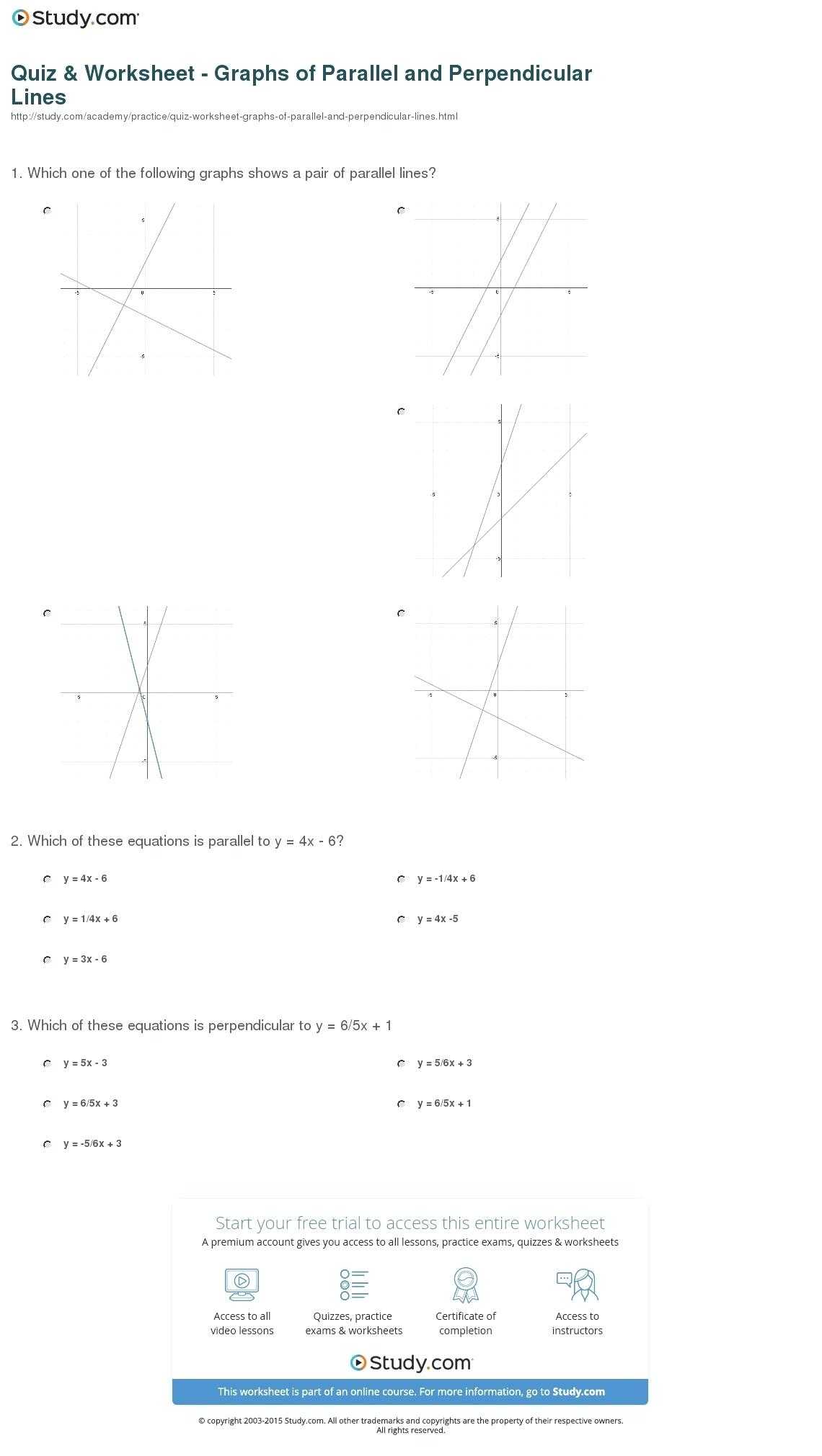 Geometry Parallel and Perpendicular Lines Worksheet Answers or Parallel Lines Worksheet Answers Choice Image Worksheet for Kids